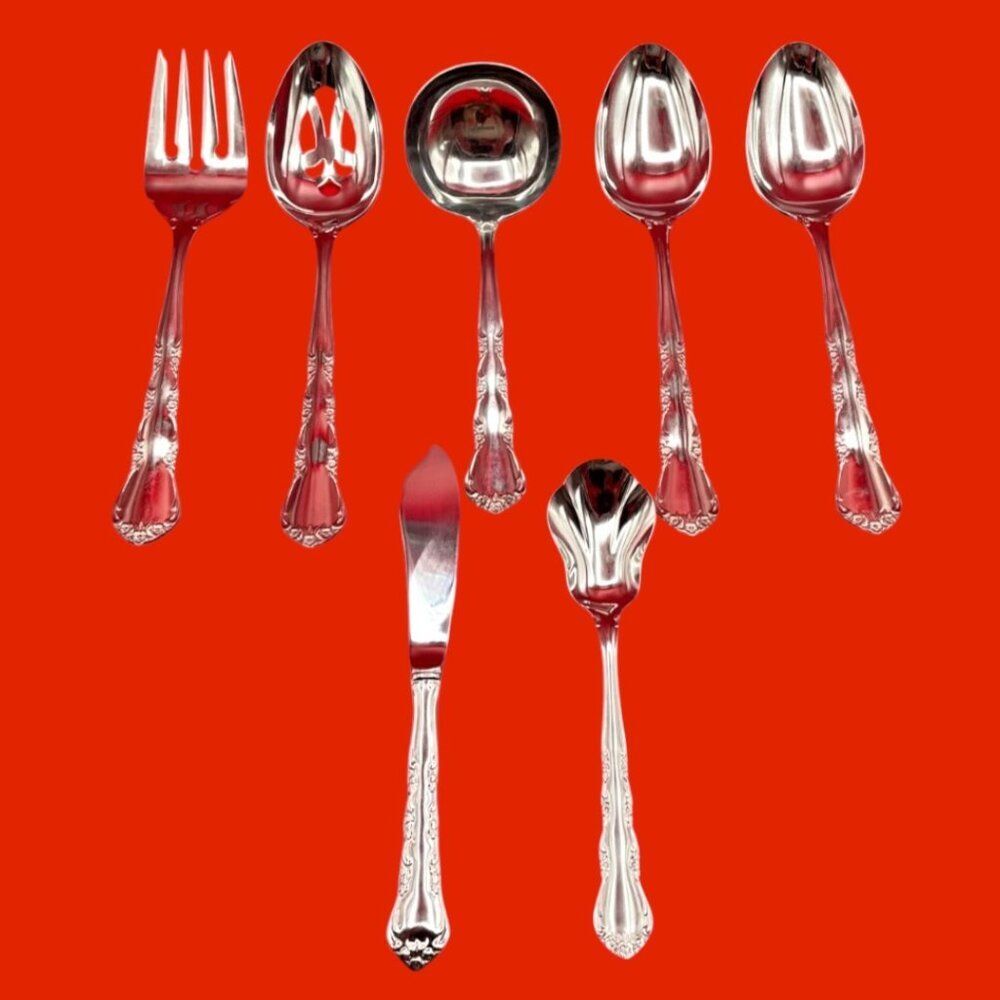 Kirk & Stieff 18/8 Stainless Steel SEVEN Piece Hostess Serving Set